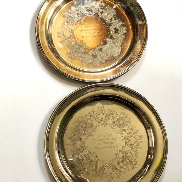 Vintage Silver plated plates engraved lot of two - Picture 2 of 8